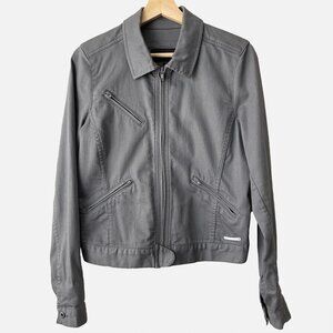 Calvin Klein Jeans Womens Denim Moto Jacket Size S Grey